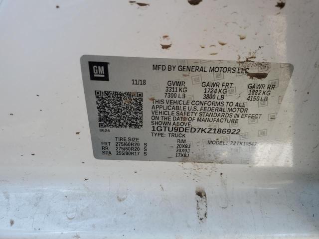 1GTU9DED7KZ186922 GMC Sierra K1500 Slt