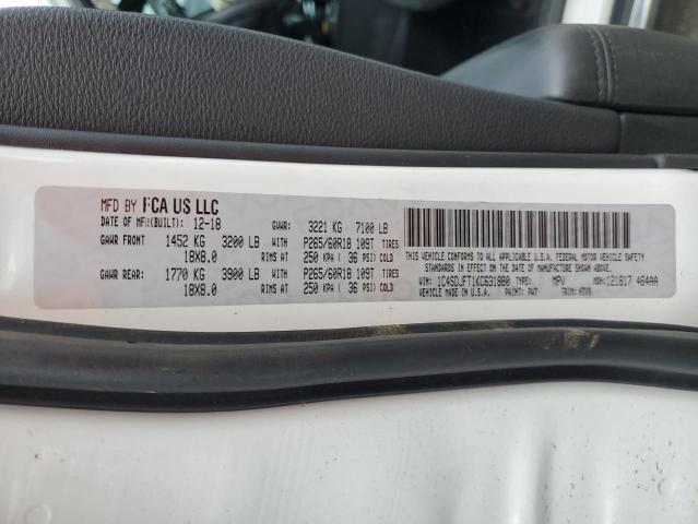 1C4SDJFT1KC631880 Dodge Durango Ssv