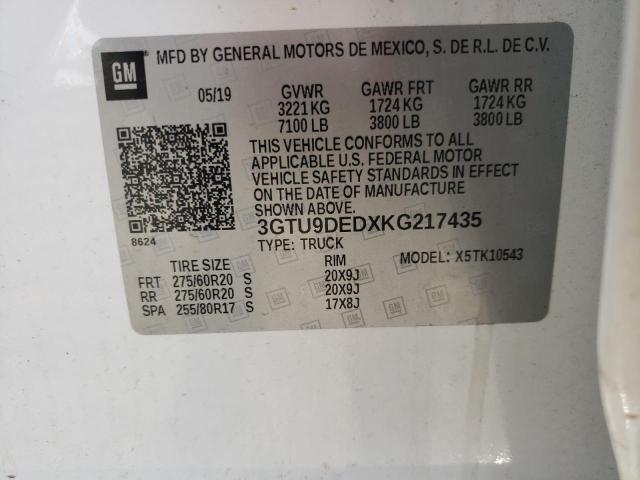 3GTU9DEDXKG217435 GMC Sierra K1500 Slt