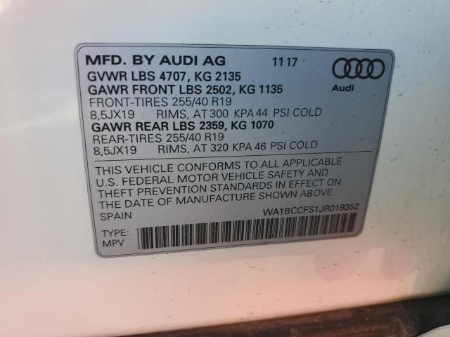 WA1BCCFS1JR019352 Audi Q3 PREMIUM