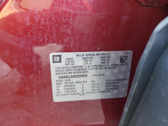 1GKKNLLA2HZ258645 GMC ACADIA SLE