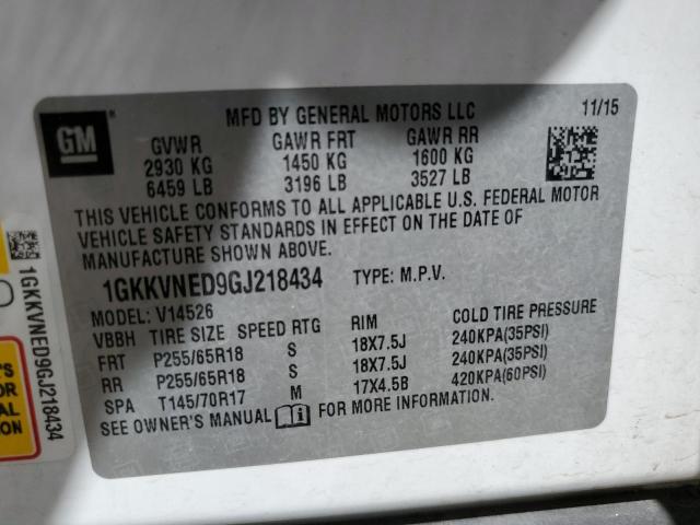 1GKKVNED9GJ218434 GMC ACADIA SLE