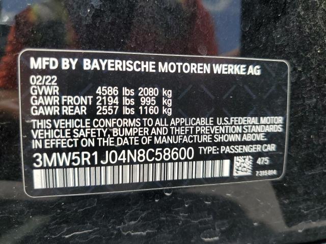3MW5R1J04N8C58600 BMW 330I