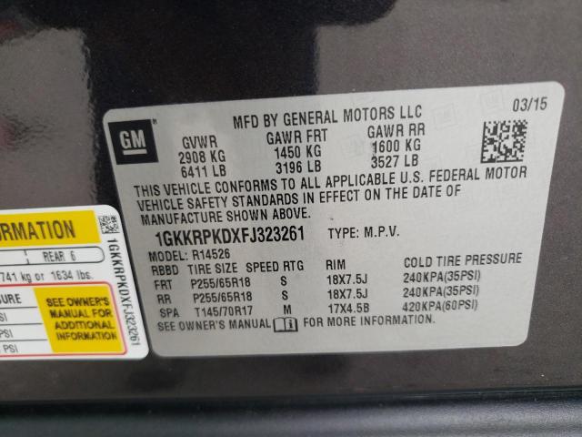 1GKKRPKDXFJ323261 GMC ACADIA SLE