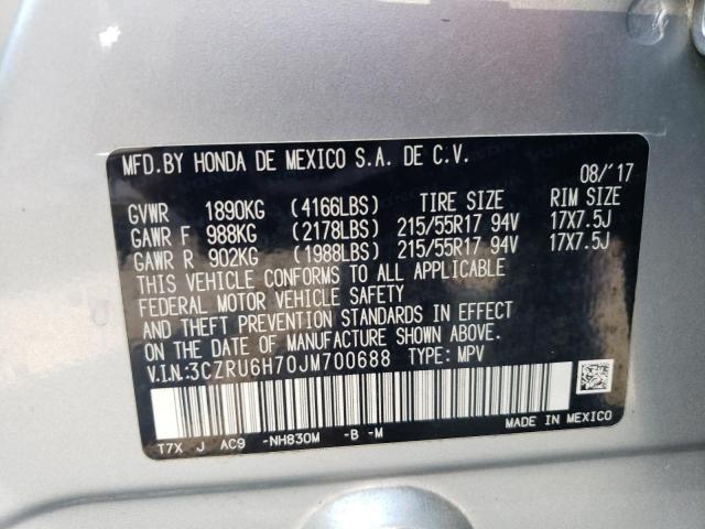 3CZRU6H70JM700688 Honda Hr-v Exl