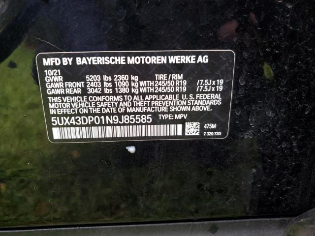 5UX43DP01N9J85585 BMW X3 Sdrive30i