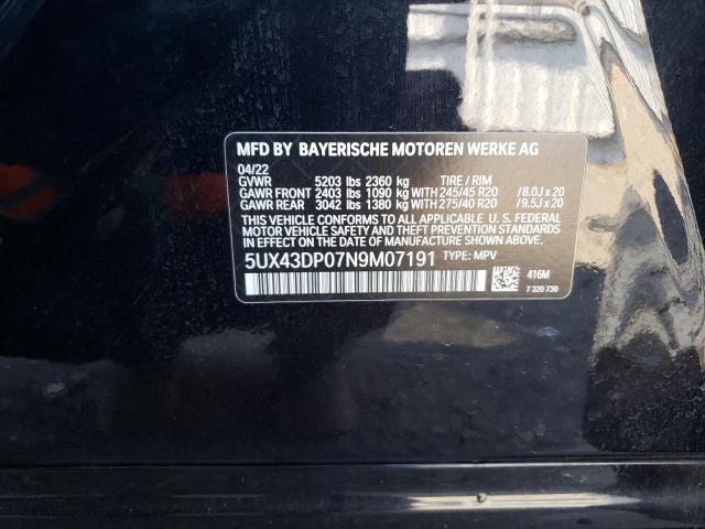 5UX43DP07N9M07191 BMW X3 Sdrive30i