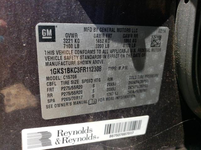 1GKS1BKC3FR112308 GMC YUKON SLT