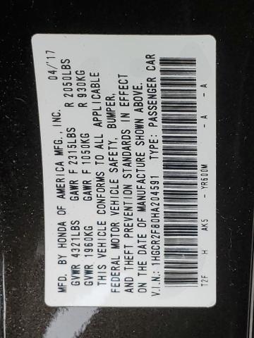 1HGCR2F80HA204591 Honda ACCORD EXL