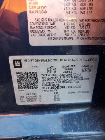 3GTU9DED6LG363980 GMC Sierra K1500 Slt