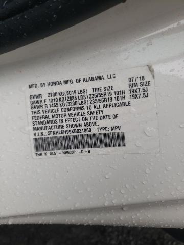 5FNRL6H99KB021860 Honda Odyssey Elite