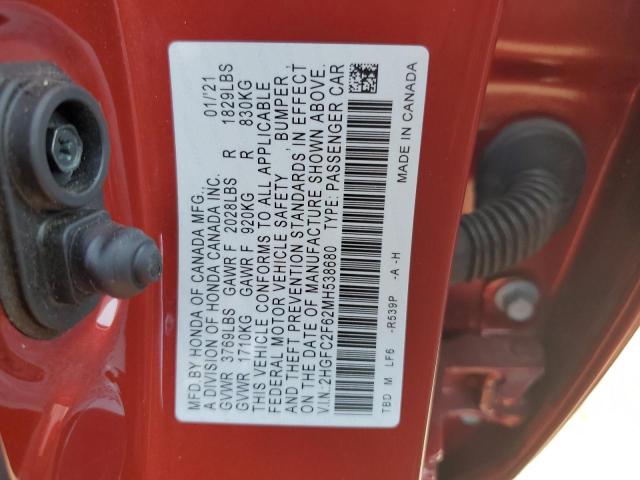 2HGFC2F62MH538680 Honda Civic Lx