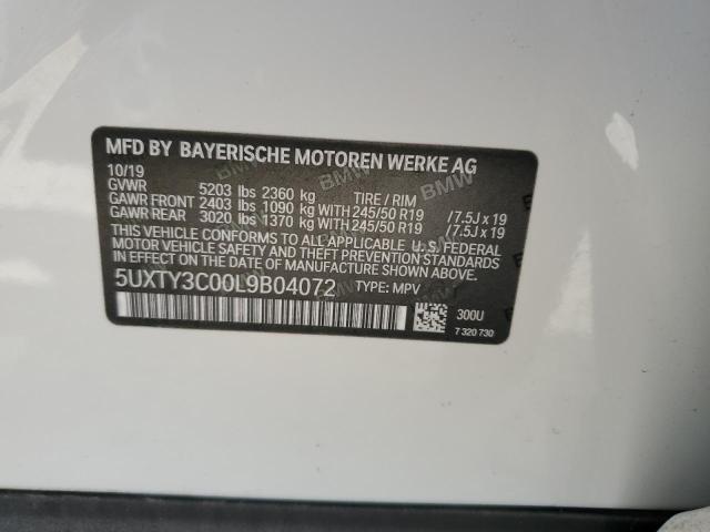 5UXTY3C00L9B04072 BMW X3 Sdrive30i