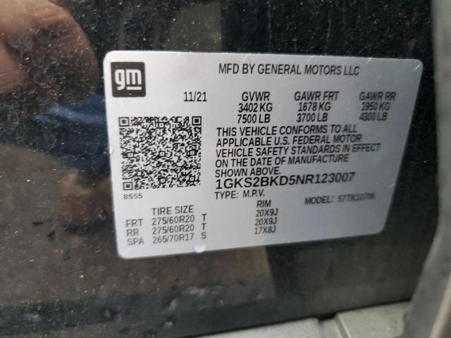1GKS2BKD5NR123007 GMC YUKON SLT