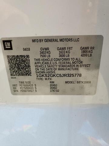 1GKS2GKC5JR325778 GMC Yukon Xl K1500 Slt