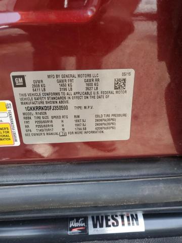 1GKKRRKD5FJ350590 GMC Acadia Slt-1
