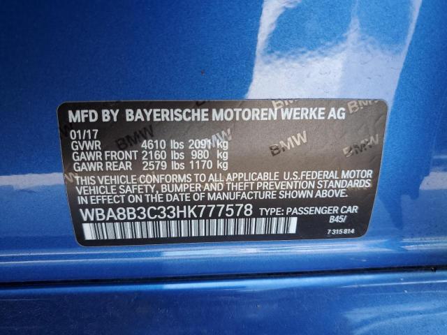 WBA8B3C33HK777578 BMW 340 I