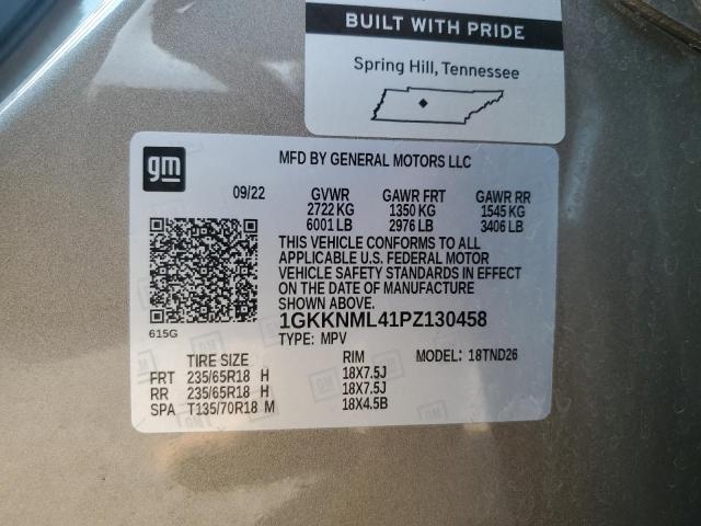1GKKNML41PZ130458 GMC ACADIA SLT