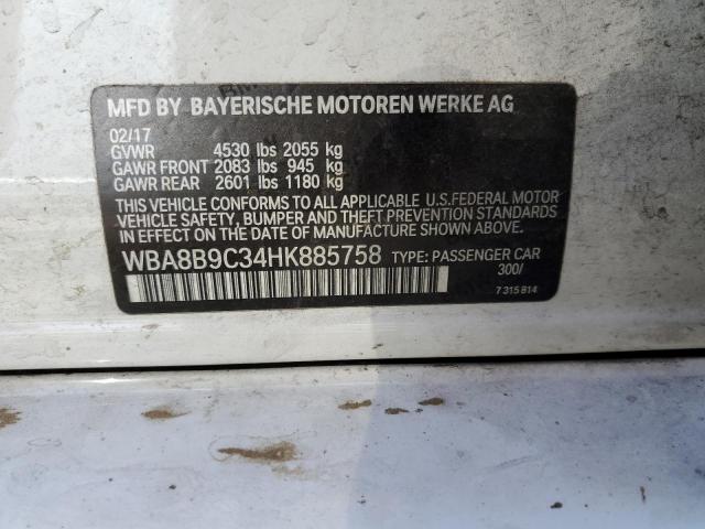 WBA8B9C34HK885758 BMW 330 I
