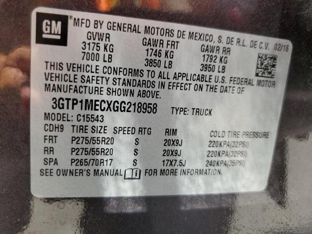 3GTP1MECXGG218958 GMC Sierra C1500 Sle