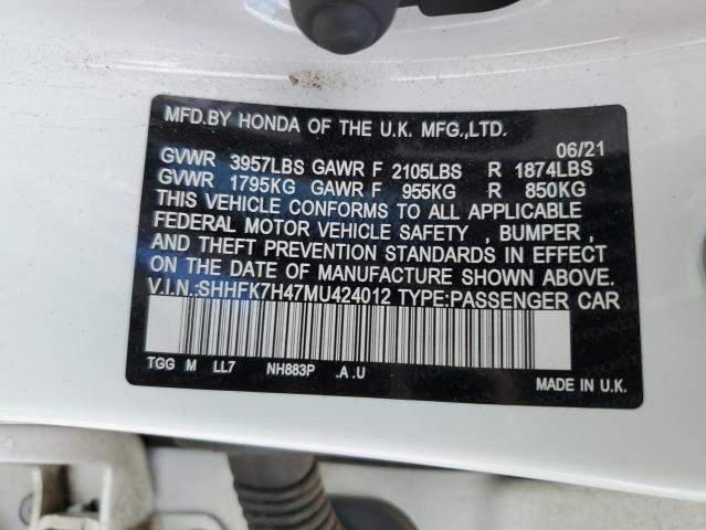 SHHFK7H47MU424012 Honda Civic Sport