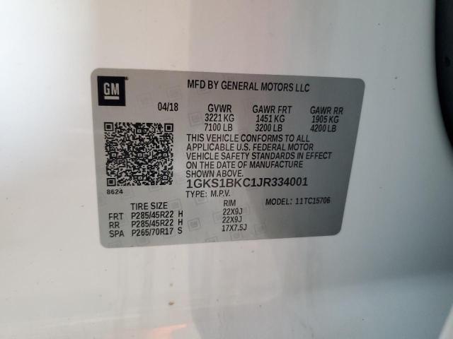 1GKS1BKC1JR334001 GMC YUKON SLT