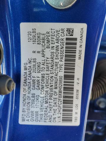 2HGFC2F8XMH529890 Honda Civic Sport
