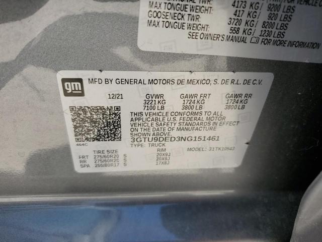3GTU9DED3NG151461 GMC Sierra Limited K1500 Slt