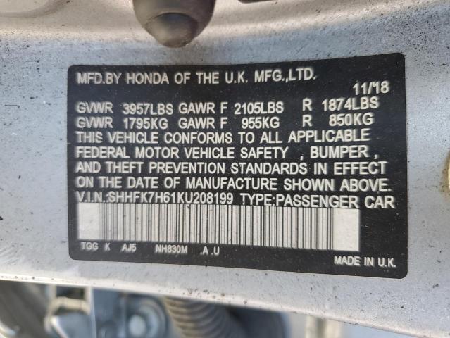 SHHFK7H61KU208199 Honda CIVIC EX