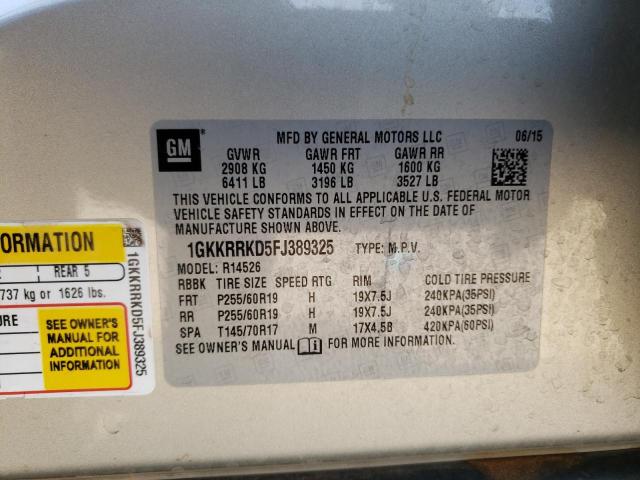 1GKKRRKD5FJ389325 GMC Acadia Slt-1