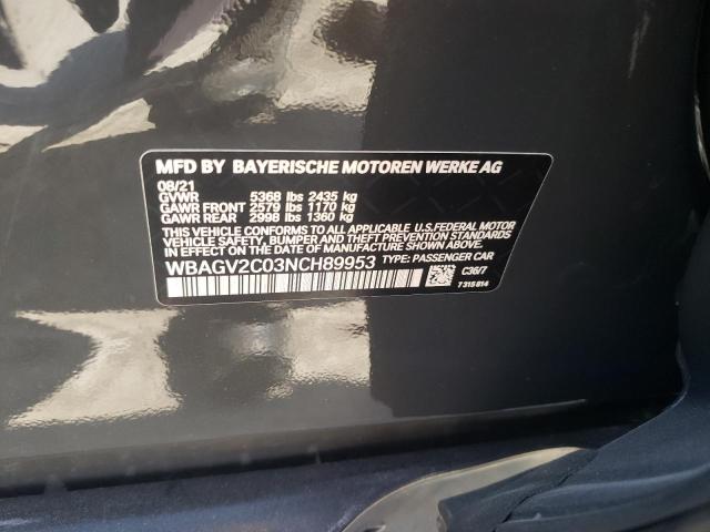 WBAGV2C03NCH89953 BMW 840i