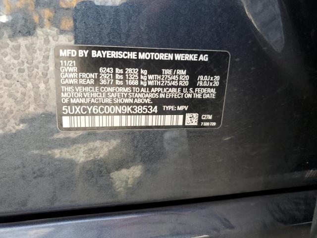 5UXCY6C00N9K38534 BMW X6 Xdrive40i