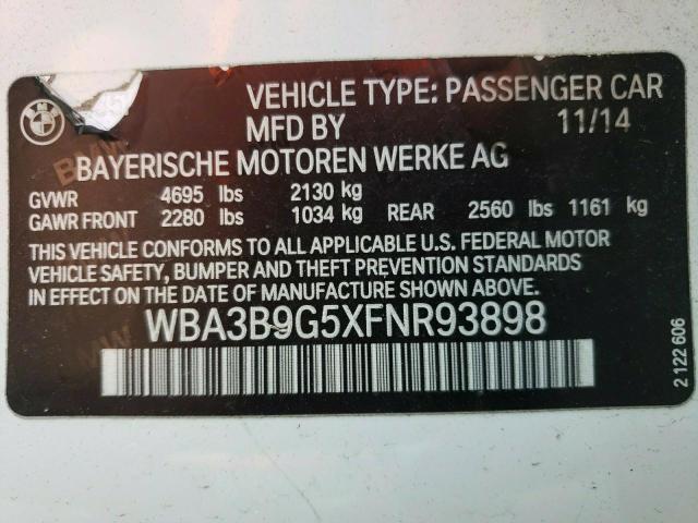 WBA3B9G5XFNR93898 BMW 335 XI