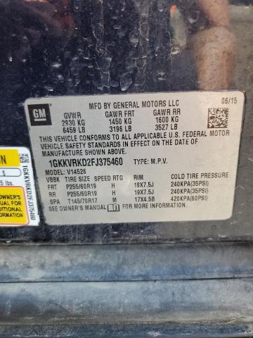 1GKKVRKD2FJ375460 GMC Acadia Slt-1