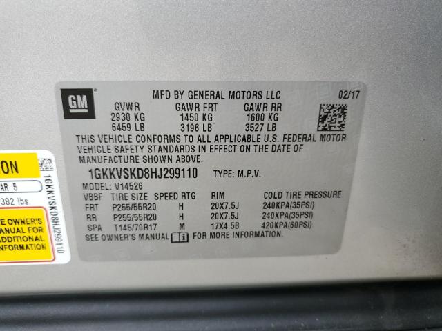 1GKKVSKD8HJ299110 GMC Acadia Limited Slt-2
