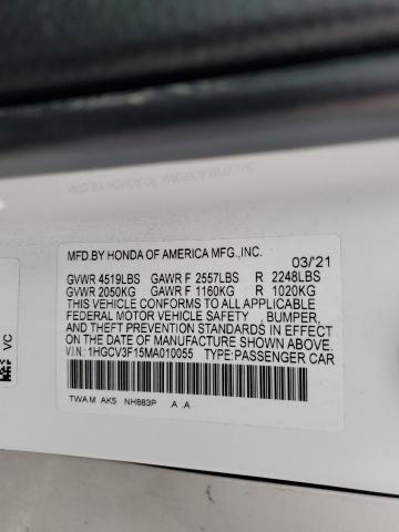 1HGCV3F15MA010055 Honda ACCORD HYBRID