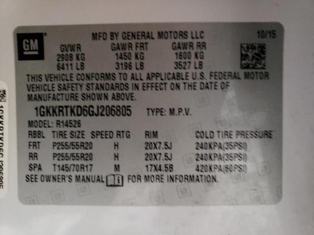 1GKKRTKD6GJ206805 GMC Acadia Denali