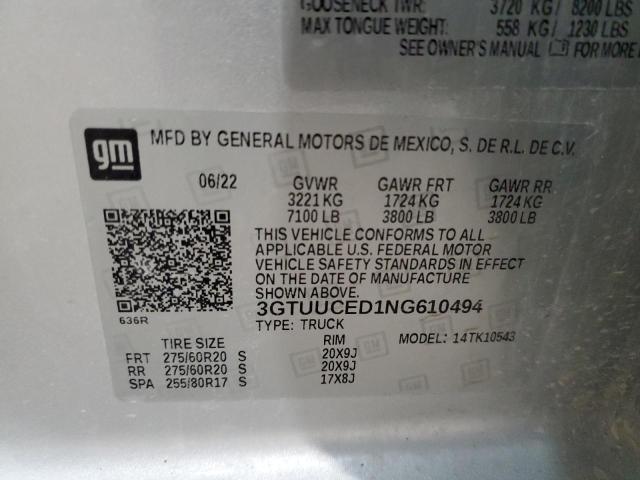 3GTUUCED1NG610494 GMC Sierra K1500 Elevation