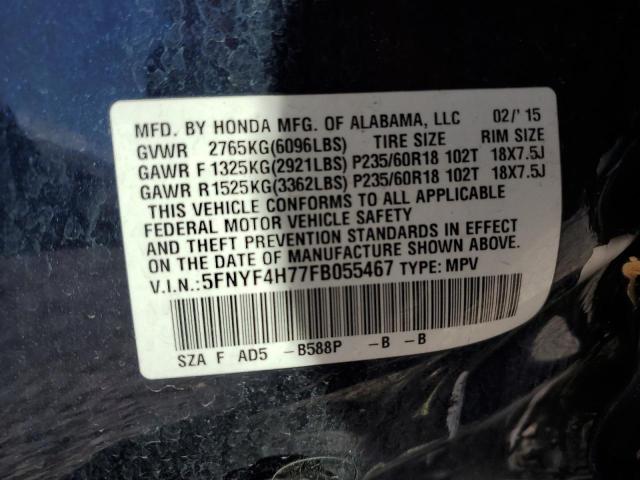 5FNYF4H77FB055467 Honda PILOT EXLN
