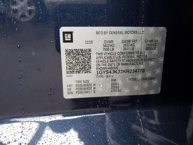 1GYS4JKJ3KR234778 Cadillac Escalade Esv Premium Luxury