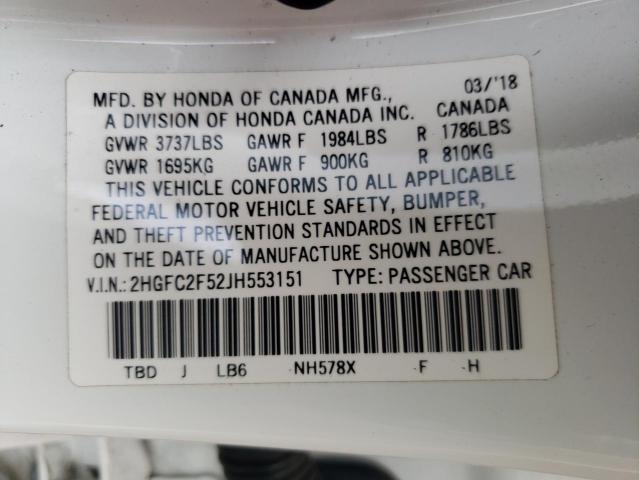 2HGFC2F52JH553151 Honda Civic Lx