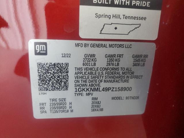 1GKKNML49PZ158900 GMC ACADIA SLT
