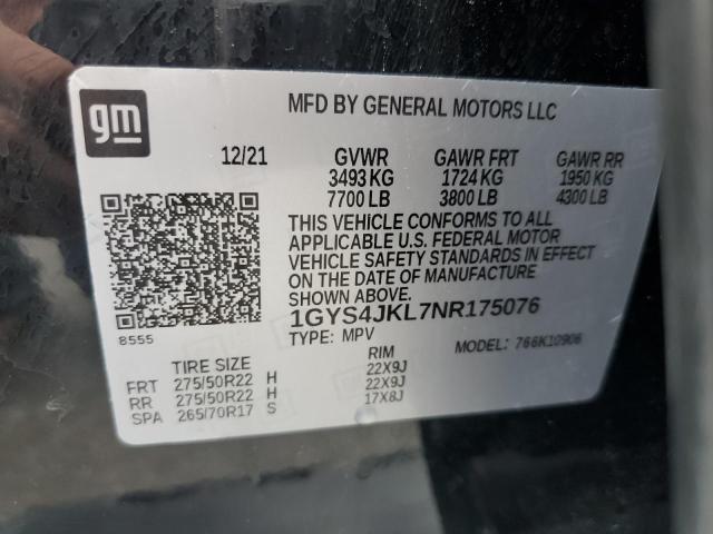 1GYS4JKL7NR175076 Cadillac Escalade Esv Luxury
