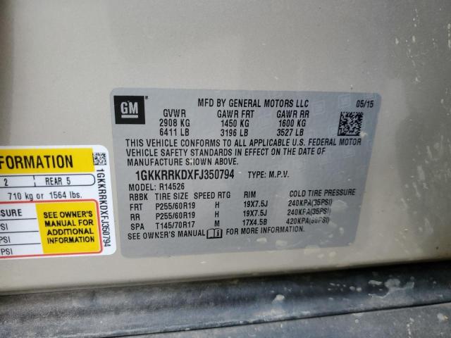 1GKKRRKDXFJ350794 GMC Acadia Slt-1