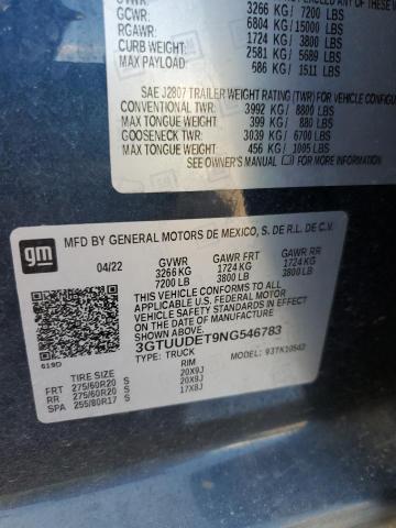 3GTUUDET9NG546783 GMC Sierra K1500 Slt
