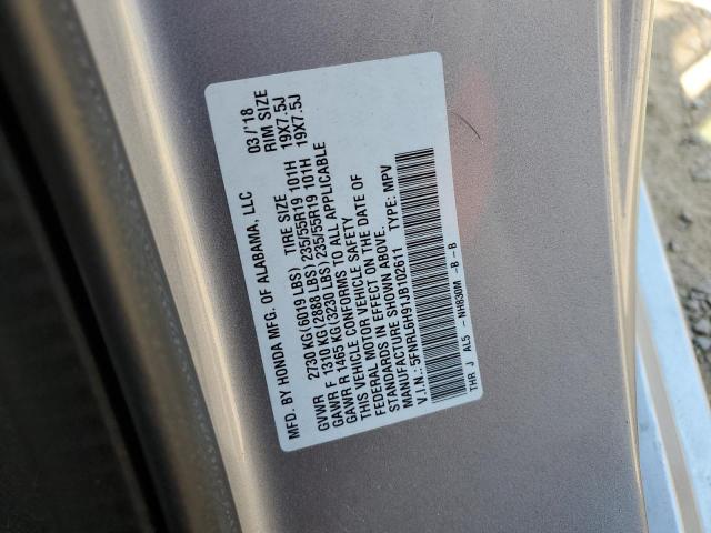 5FNRL6H91JB102611 Honda Odyssey Elite