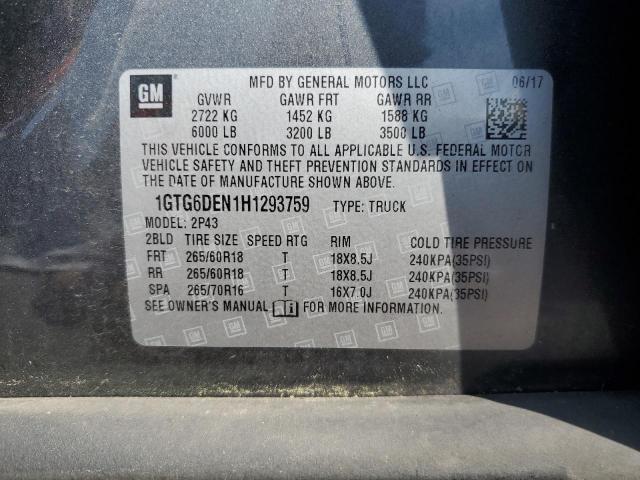 1GTG6DEN1H1293759 GMC CANYON SLT