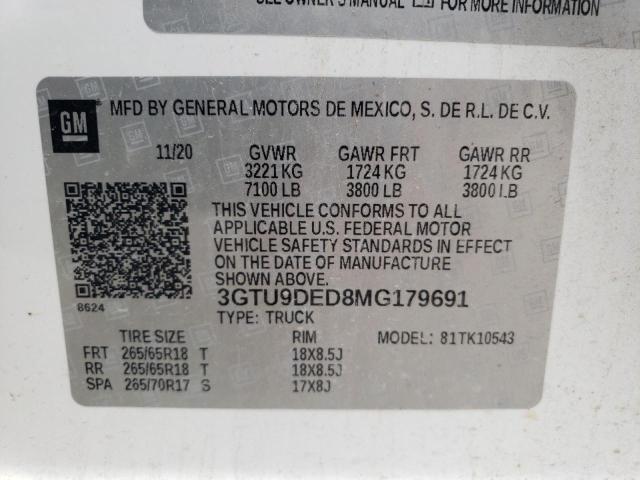 3GTU9DED8MG179691 GMC Sierra K1500 Slt