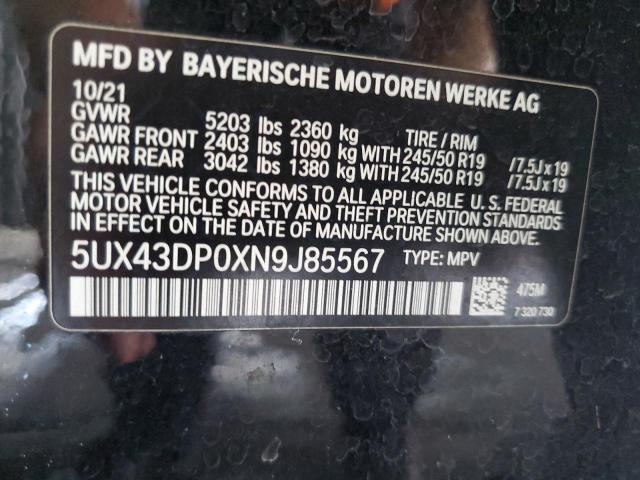 5UX43DP0XN9J85567 BMW X3 Sdrive30i