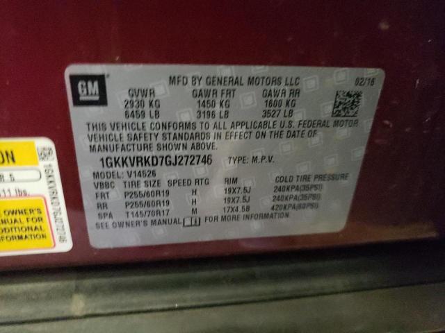 1GKKVRKD7GJ272746 GMC Acadia Slt-1